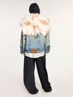 Denim bomber jacket with toscana shearling