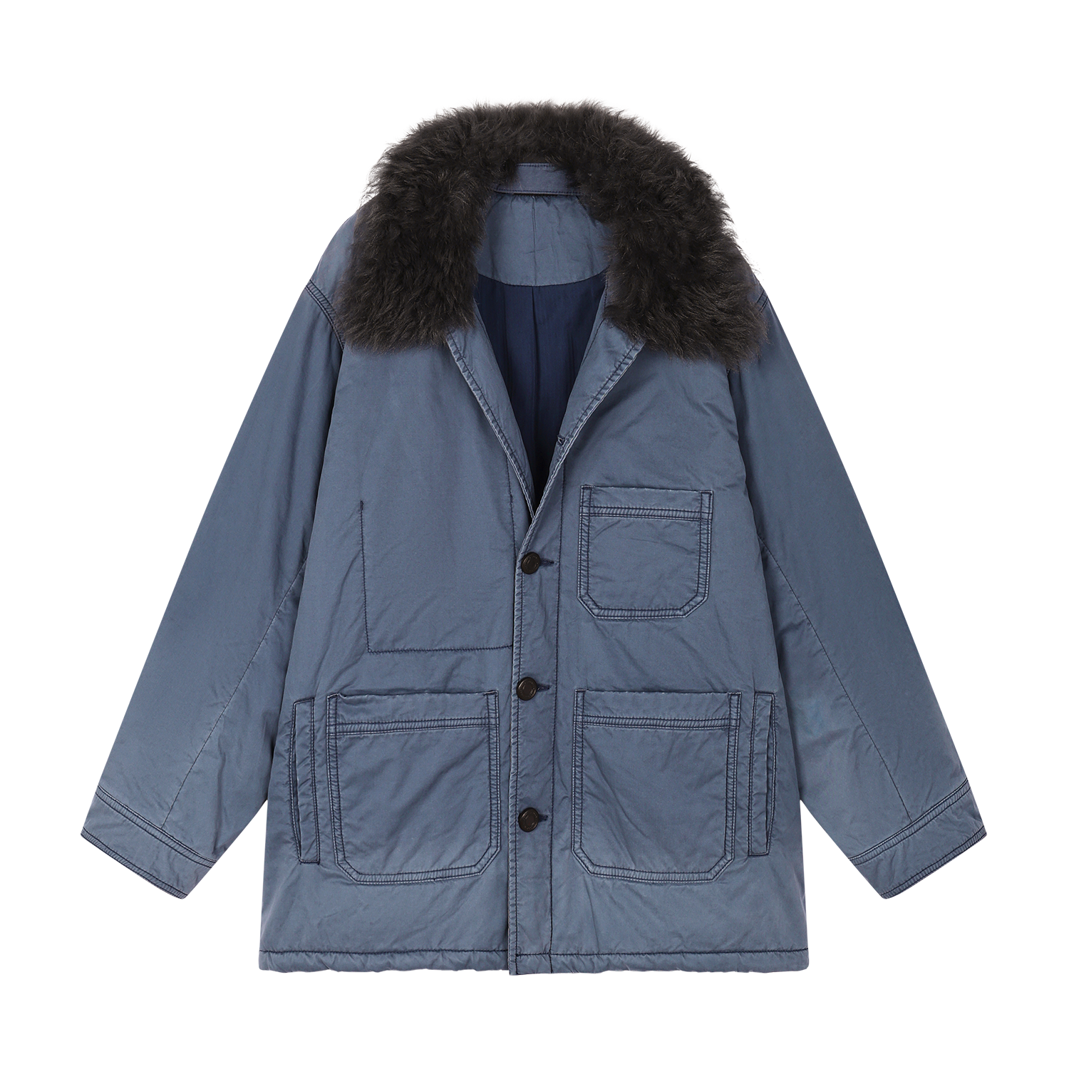 Wool collar french workwear cotton jacket