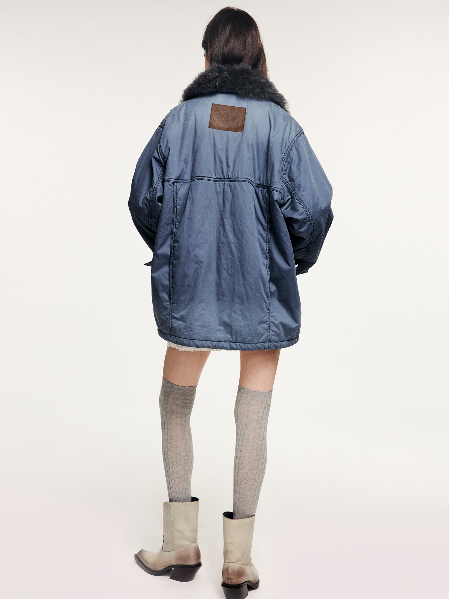 Wool collar french workwear cotton jacket