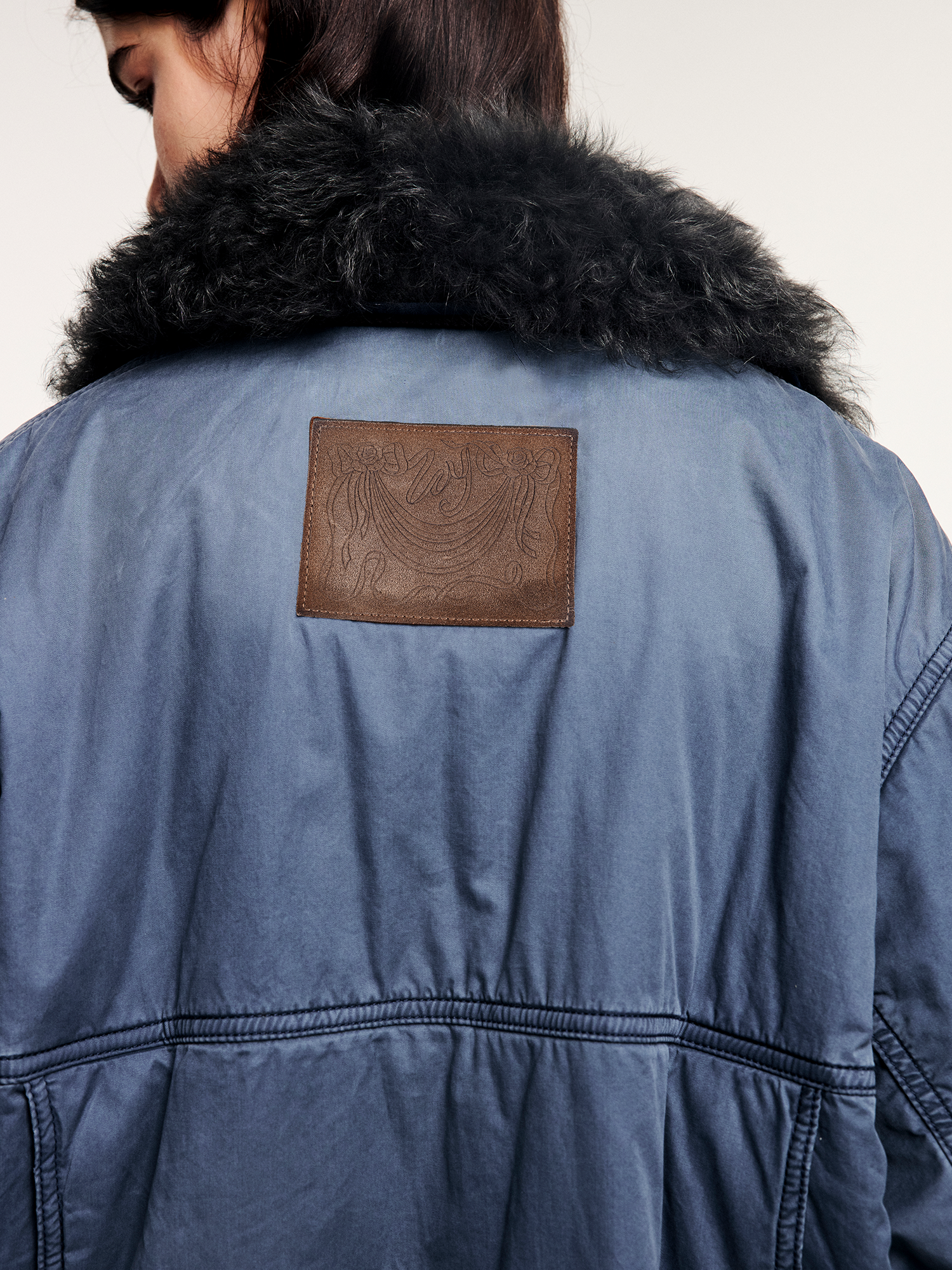 Wool collar french workwear cotton jacket