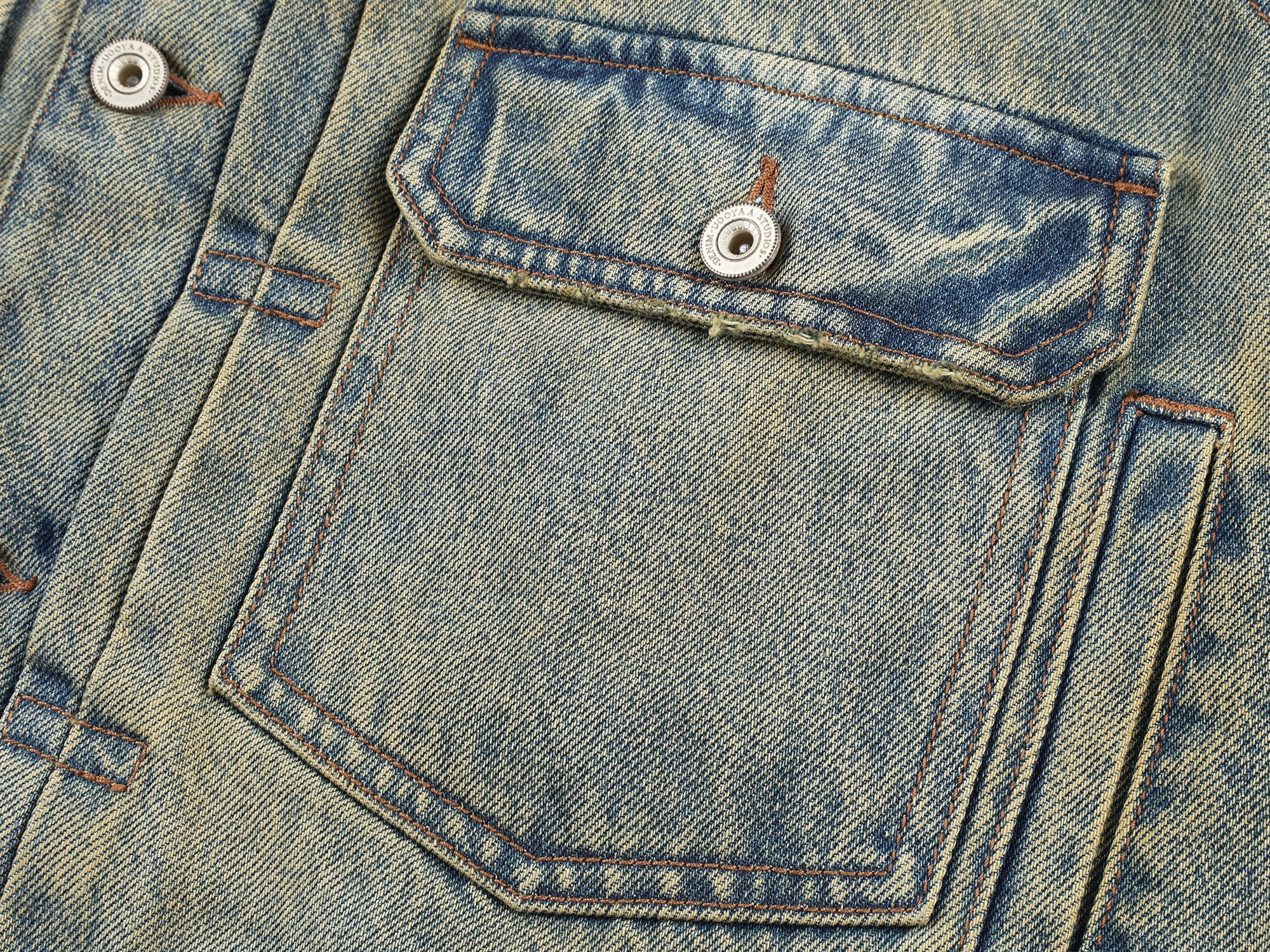 Denim cotton padded jacket with wool collar