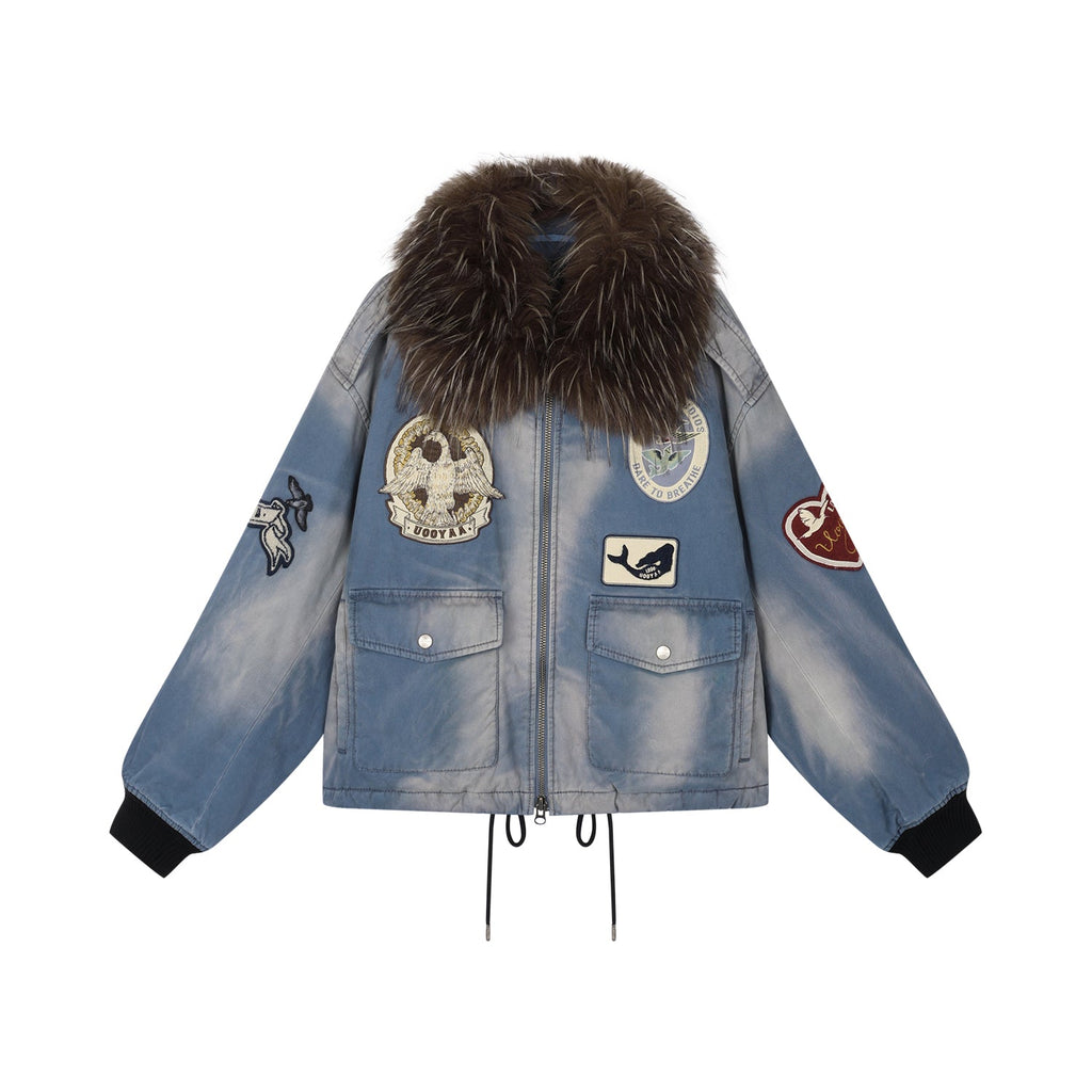 A2 style cotton bomber with patch details