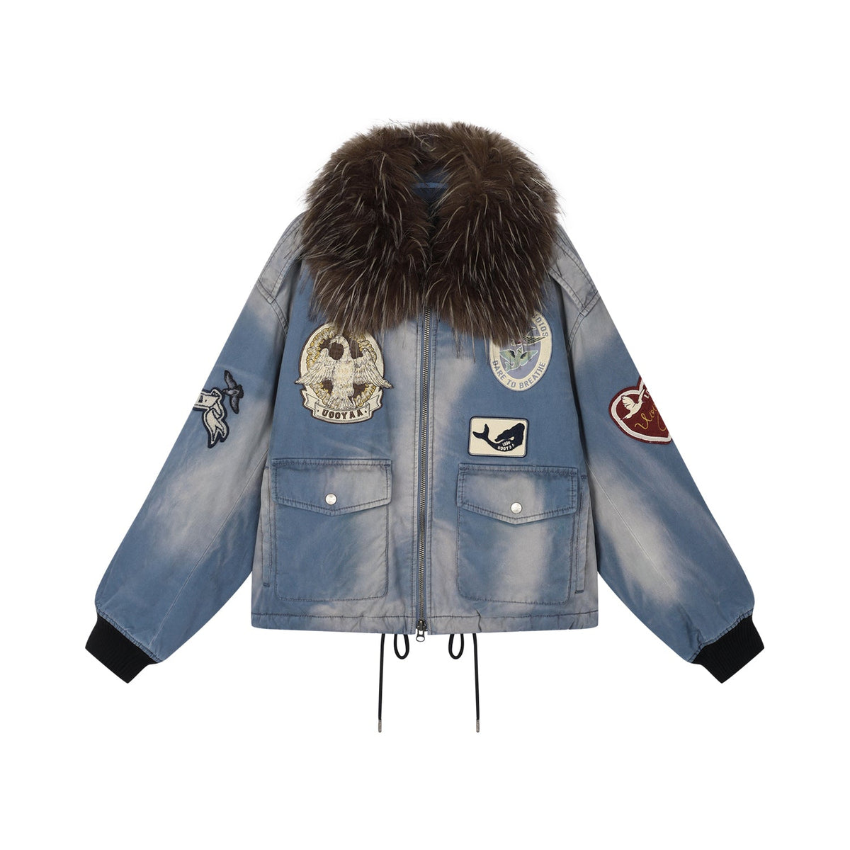 A2 style cotton bomber with patch details
