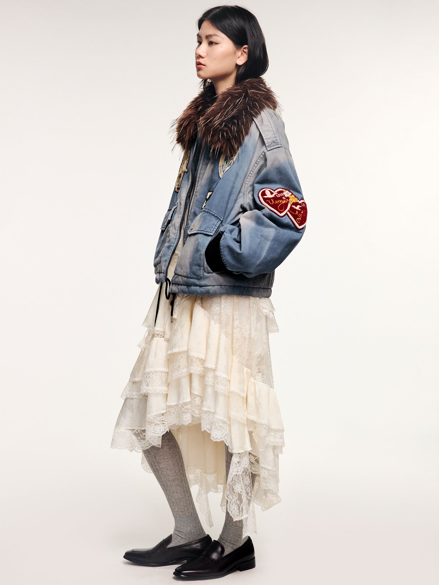 A2 style cotton bomber with patch details