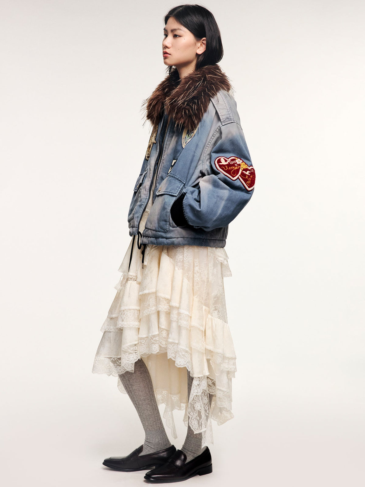 A2 style cotton bomber with patch details