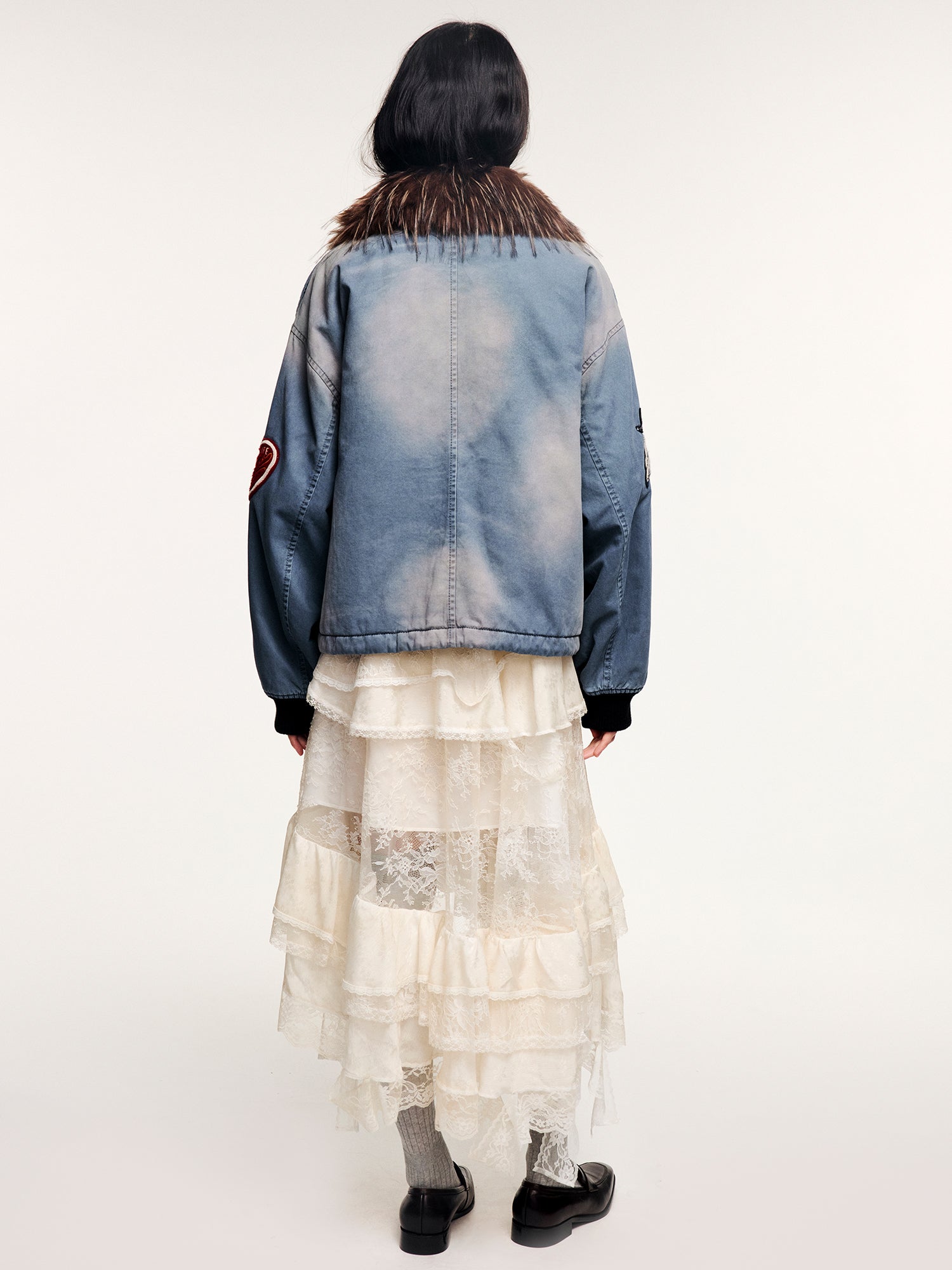 A2 style cotton bomber with patch details