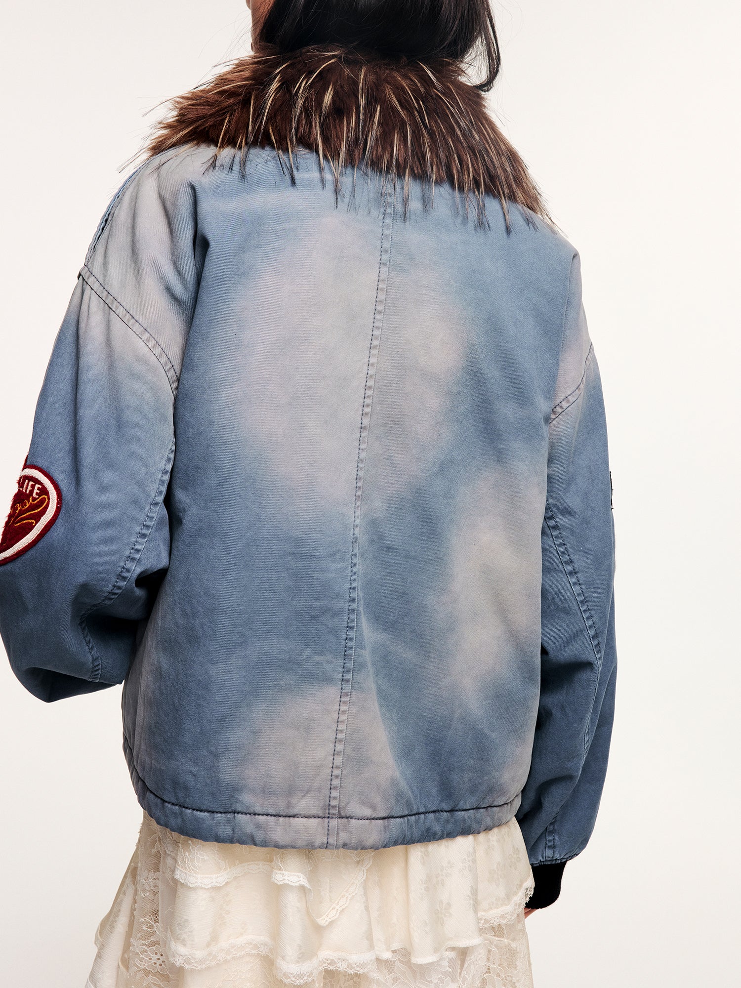 A2 style cotton bomber with patch details