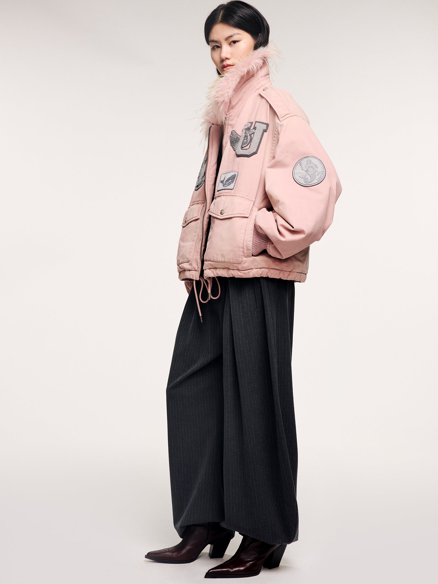 A2 style cotton bomber with patch details