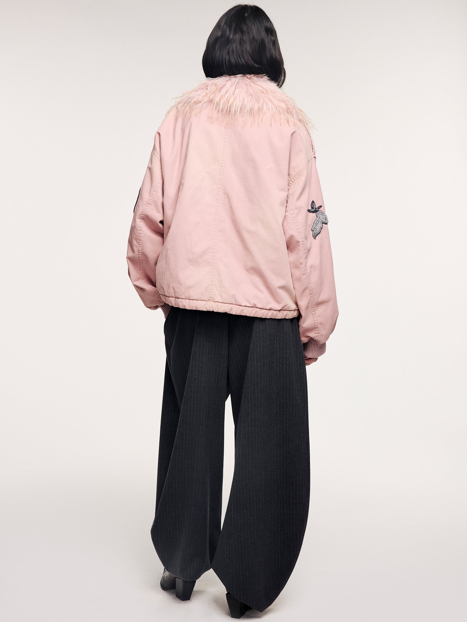 A2 style cotton bomber with patch details