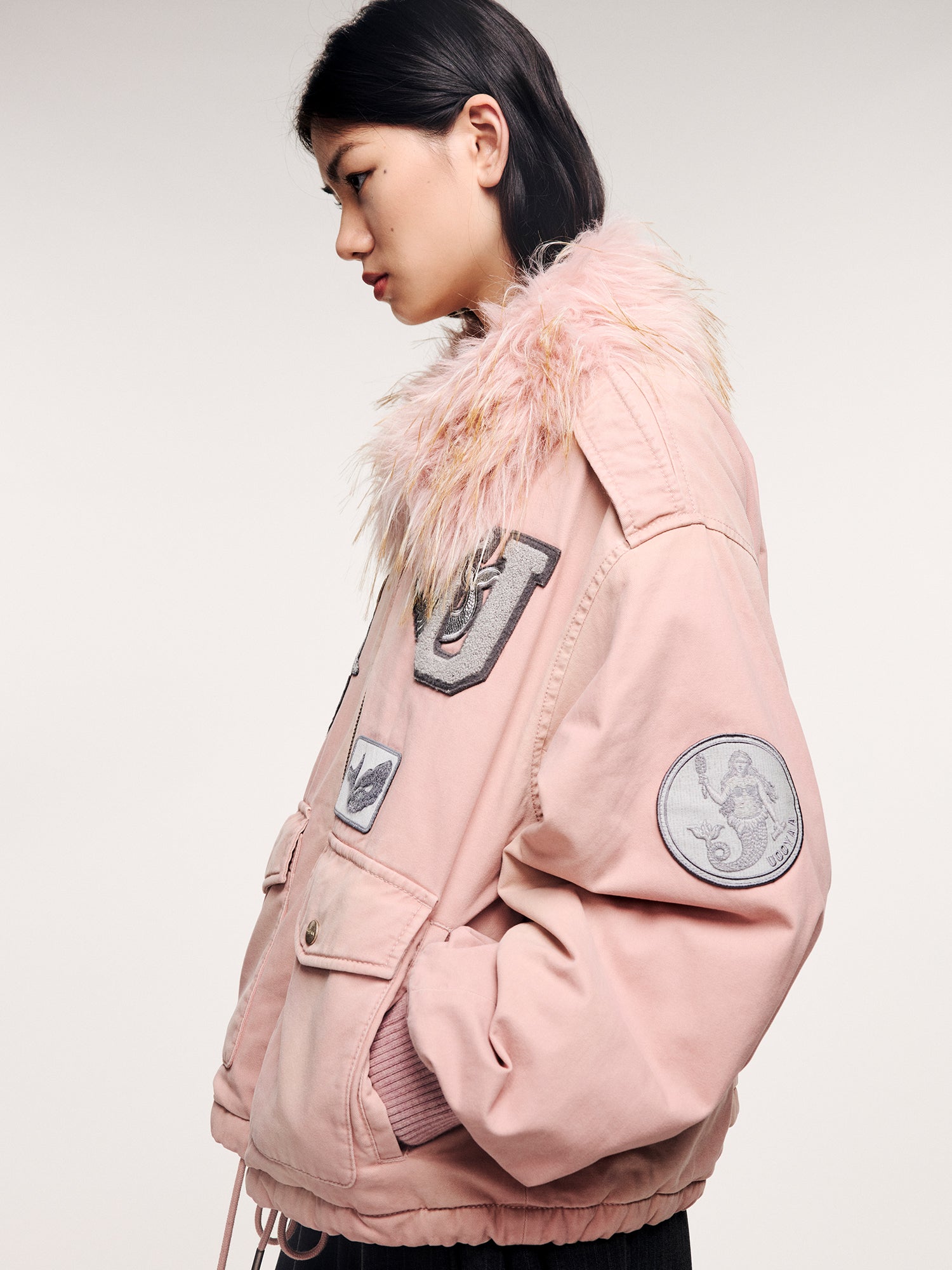 A2 style cotton bomber with patch details