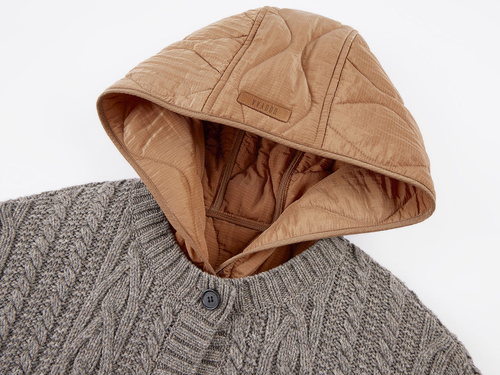 Two-piece layered cardigan-style padded jacket