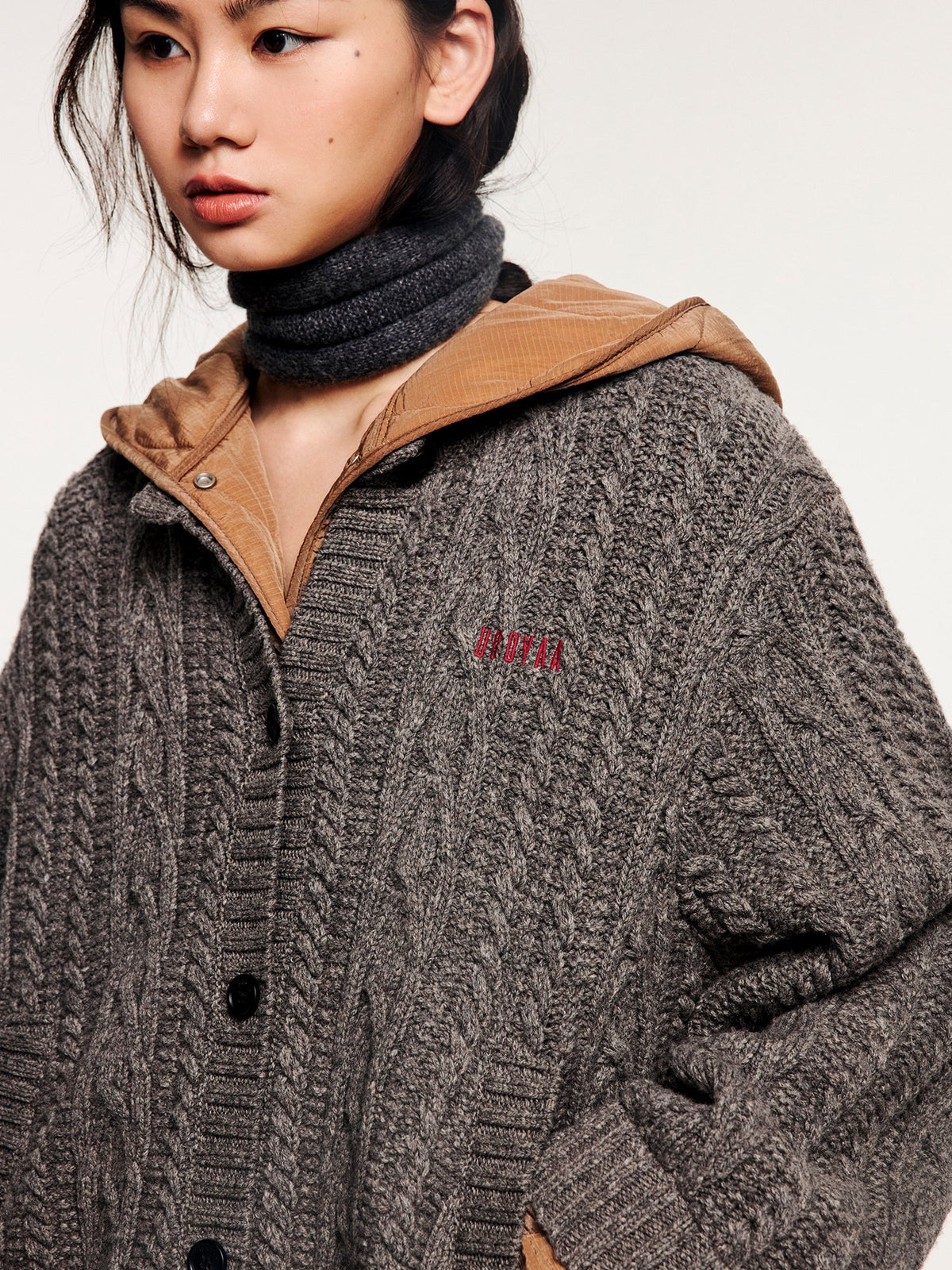 Two-piece layered cardigan-style padded jacket