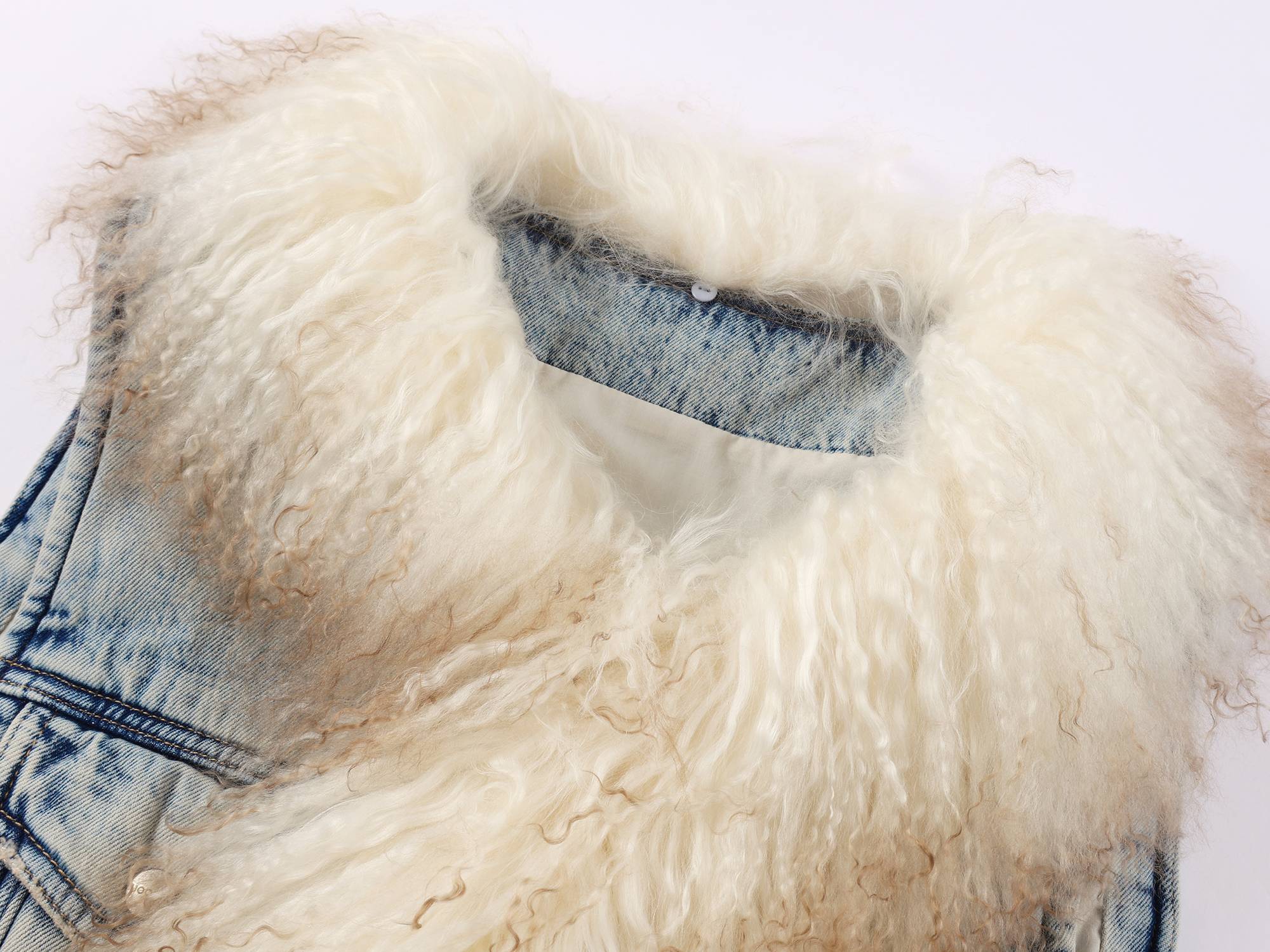 Type 3 shearling collar padded denim vest