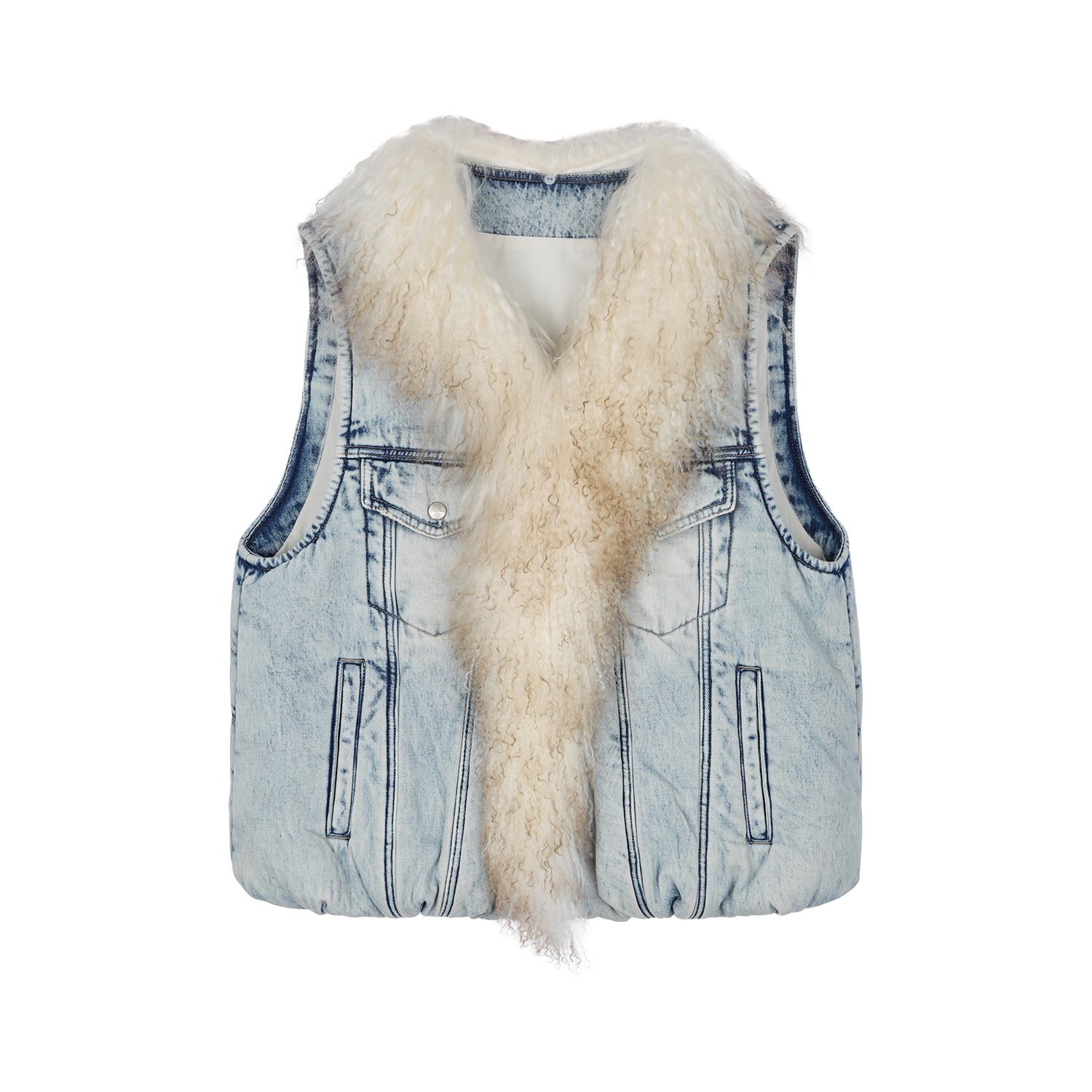 Type 3 shearling collar padded denim vest
