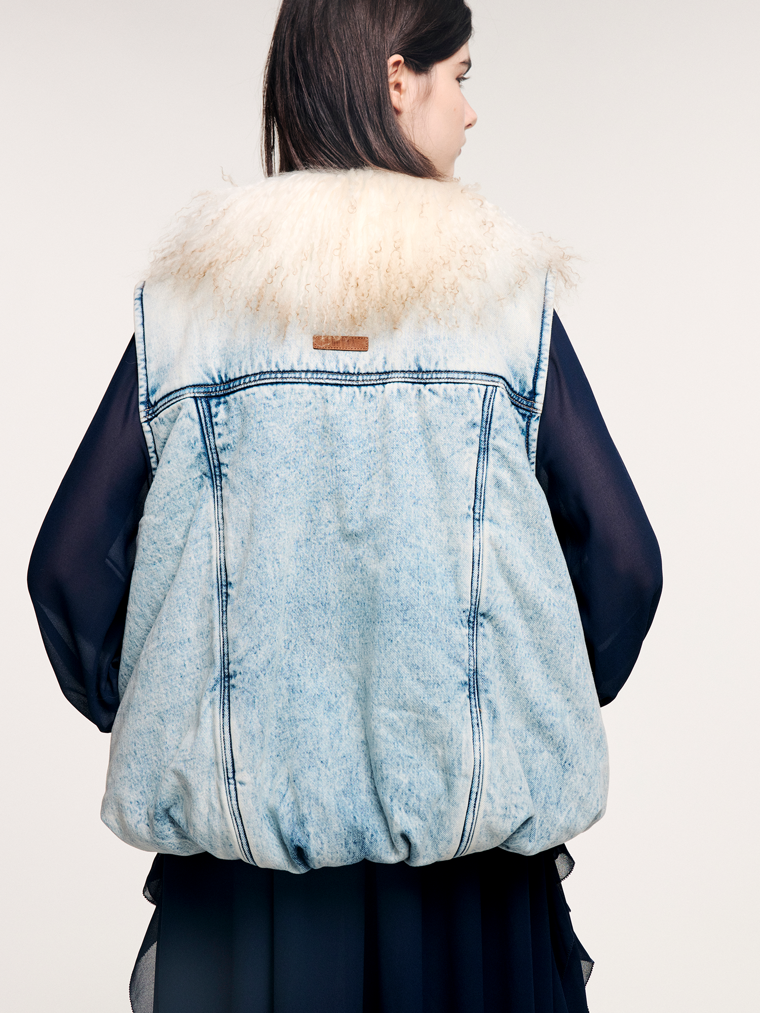 Type 3 shearling collar padded denim vest