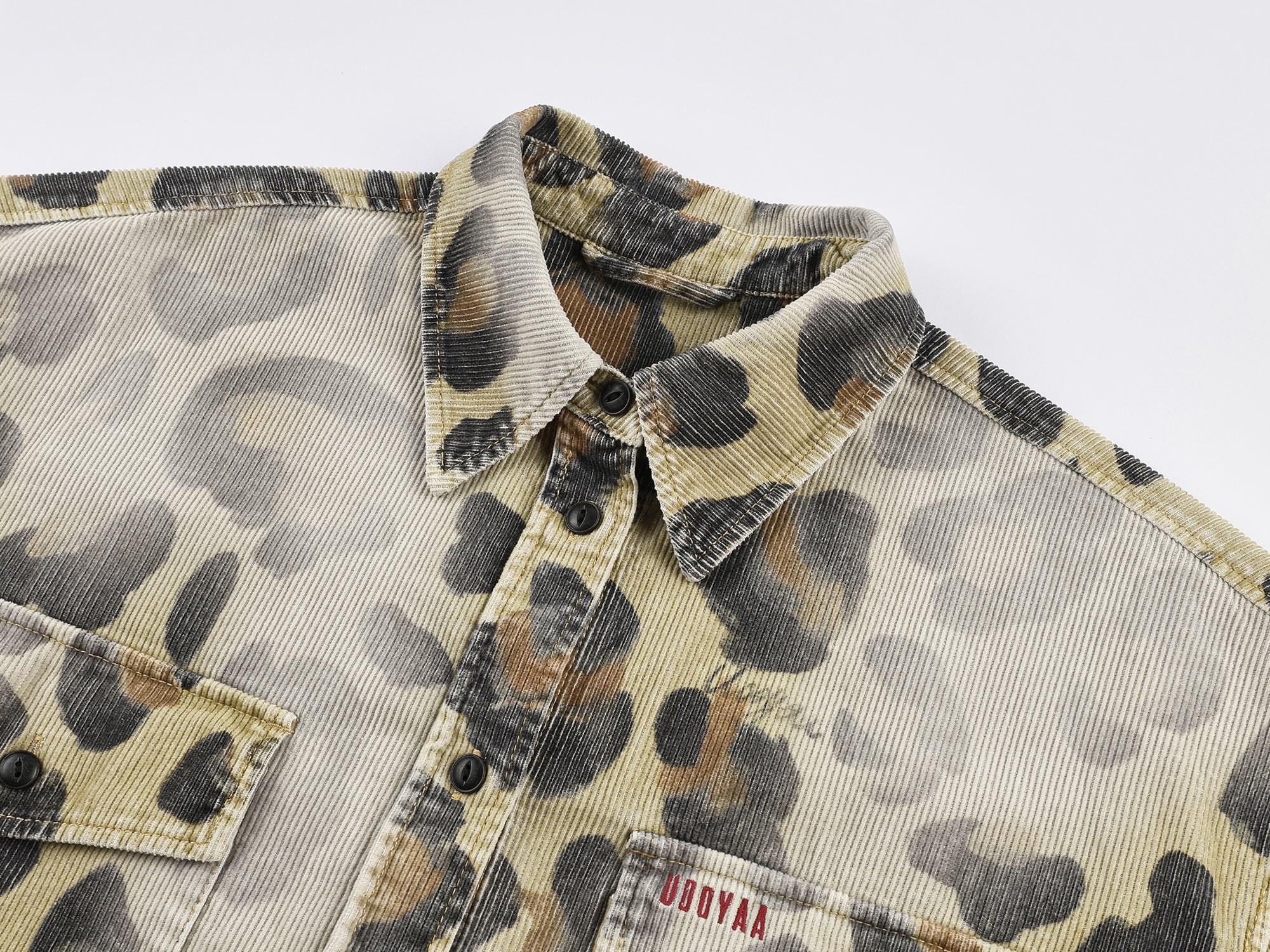 Leopard corduroy utility shirt