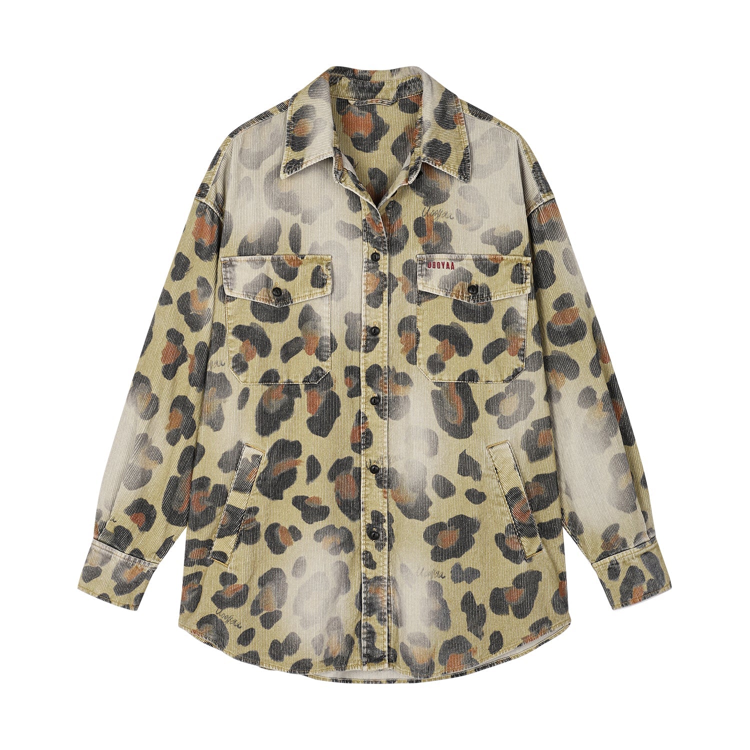 Leopard corduroy utility shirt