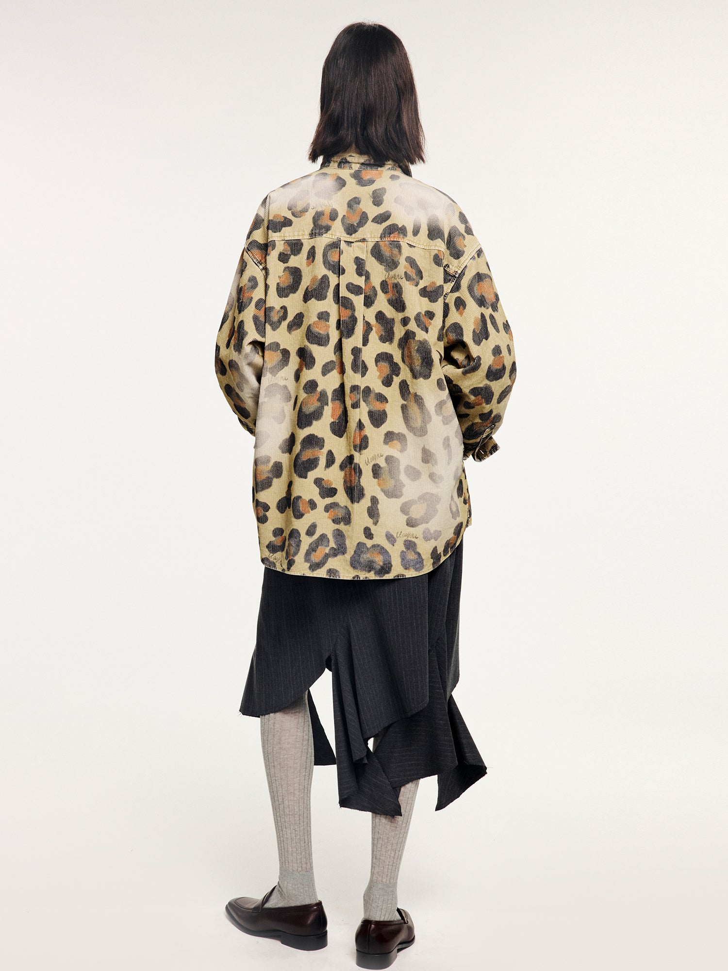 Leopard corduroy utility shirt