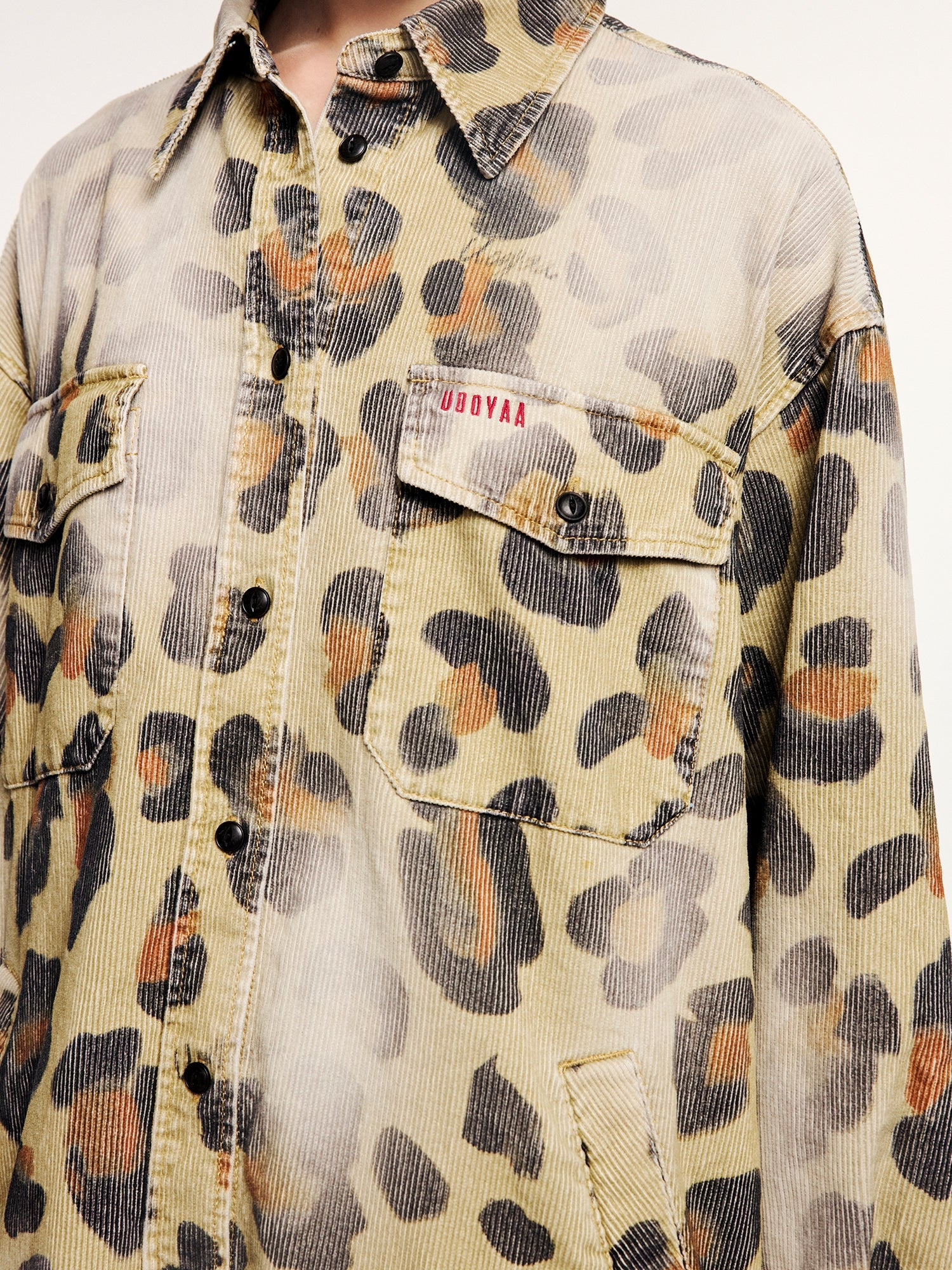 Leopard corduroy utility shirt