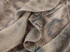 Feather & leopard ruffled collar shirt
