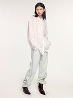 Classical ruched lace shirt