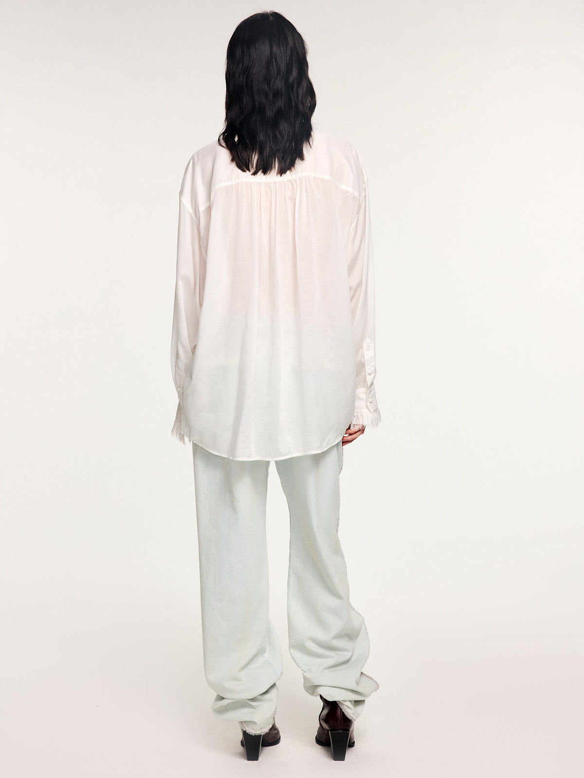 Classical ruched lace shirt