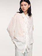 Classical ruched lace shirt