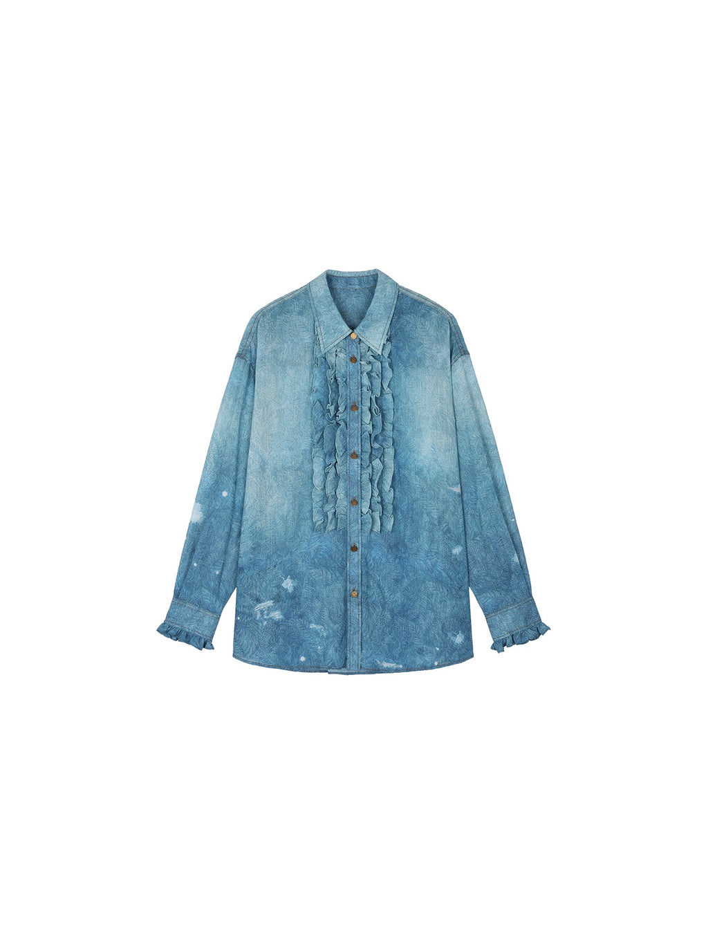 Surreal garden print shirt with lettuce edge