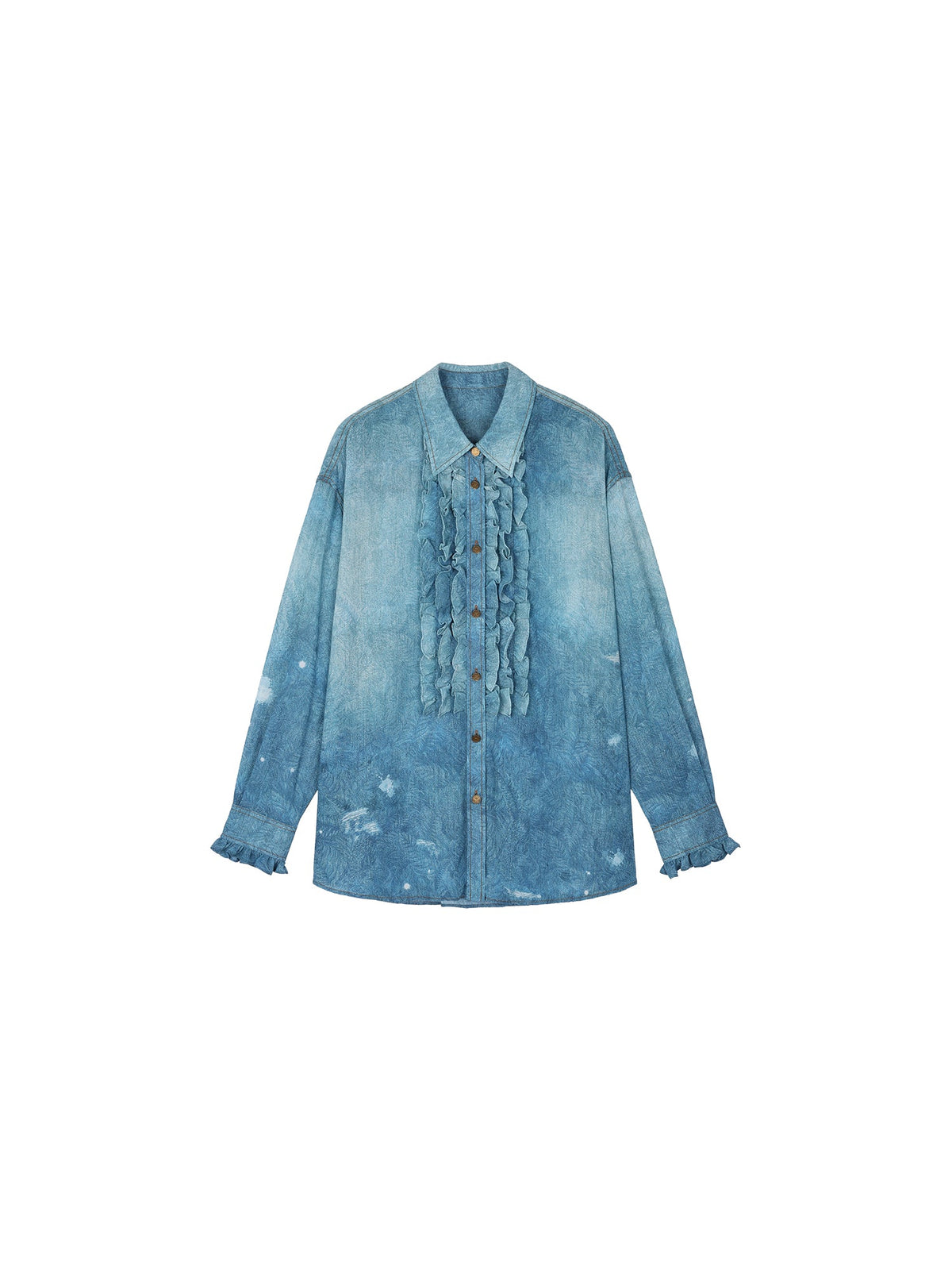 Surreal garden print shirt with lettuce edge