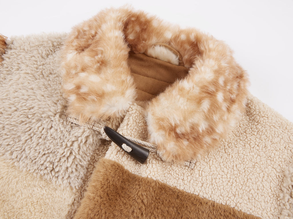 Faux fur panelled fisherman coat
