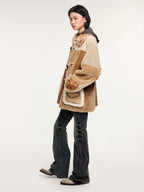 Faux fur panelled fisherman coat