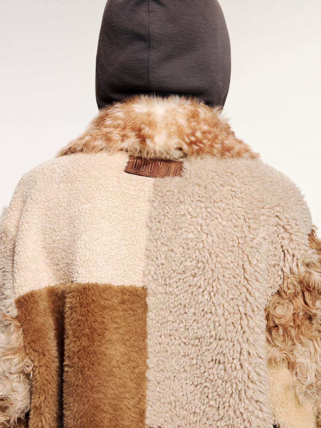 Faux fur panelled fisherman coat