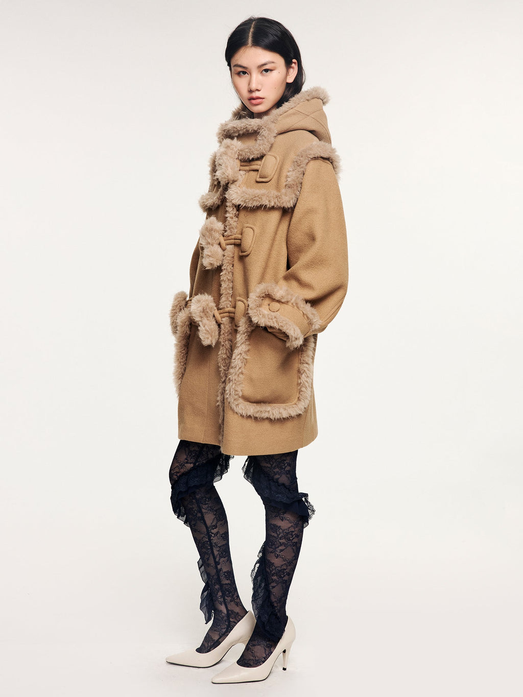 Faux fur fisherman coat