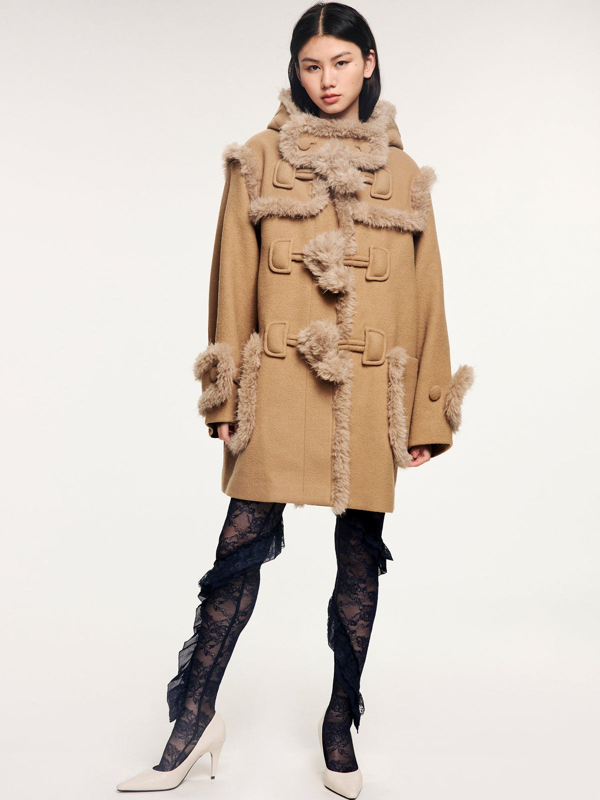 Faux fur fisherman coat