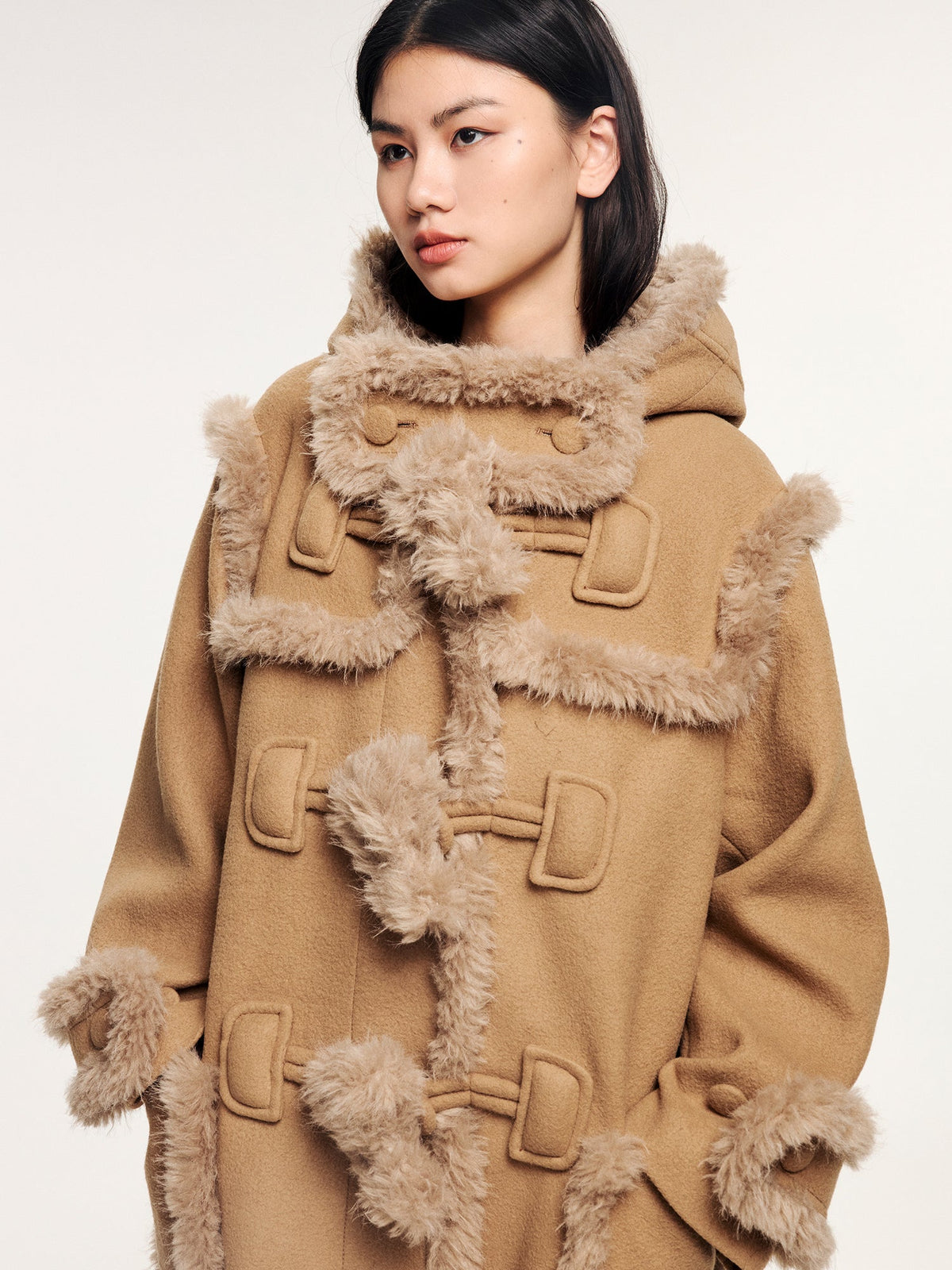 Faux fur fisherman coat