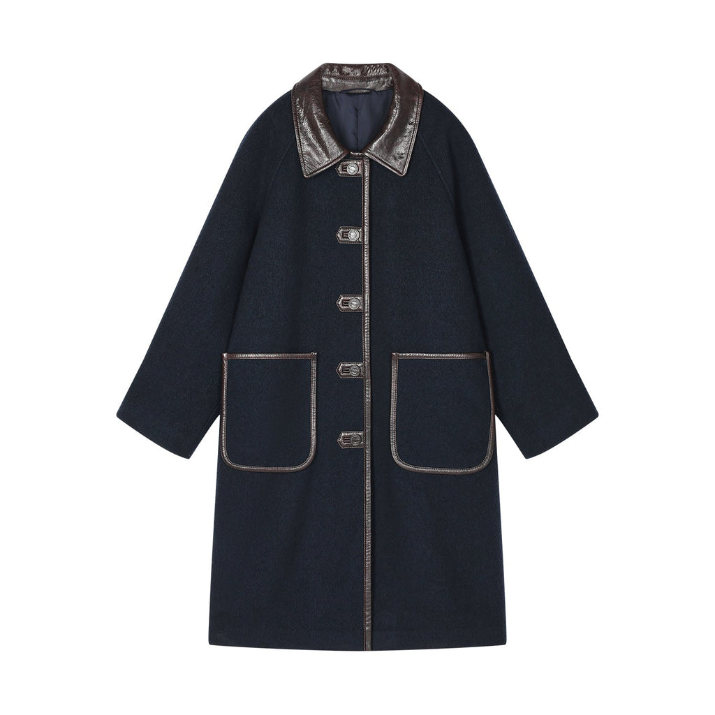 Balmacaan wool coat