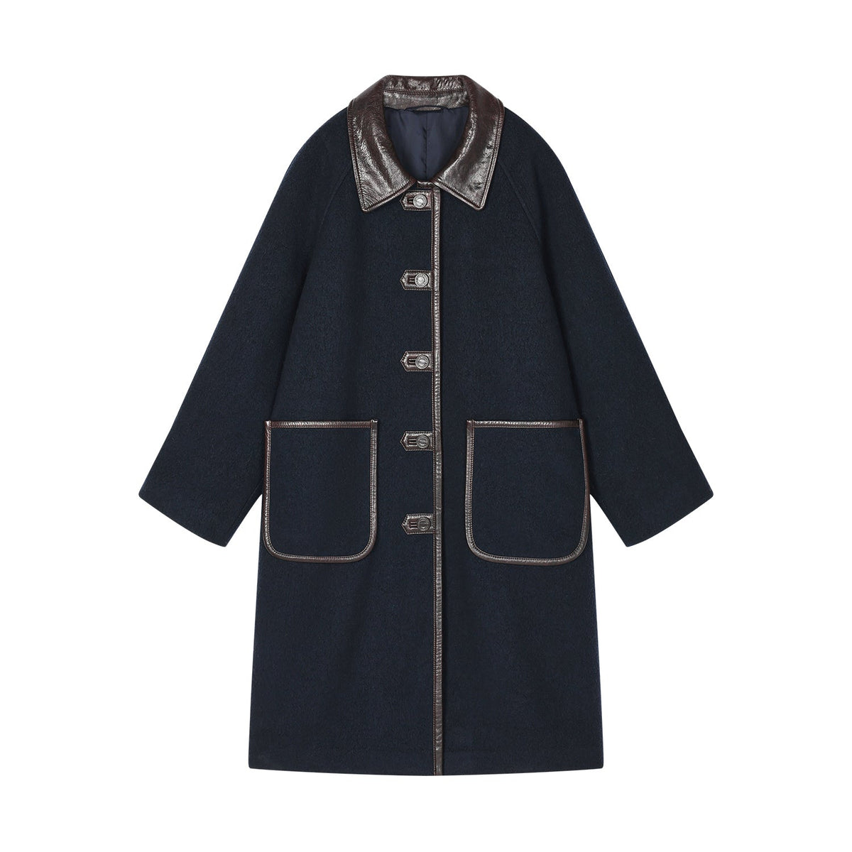 Balmacaan wool coat