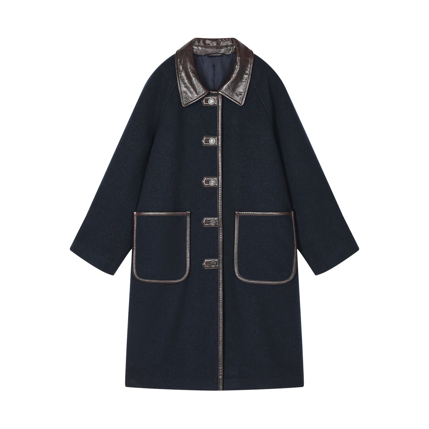 Balmacaan wool coat