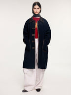 Balmacaan wool coat