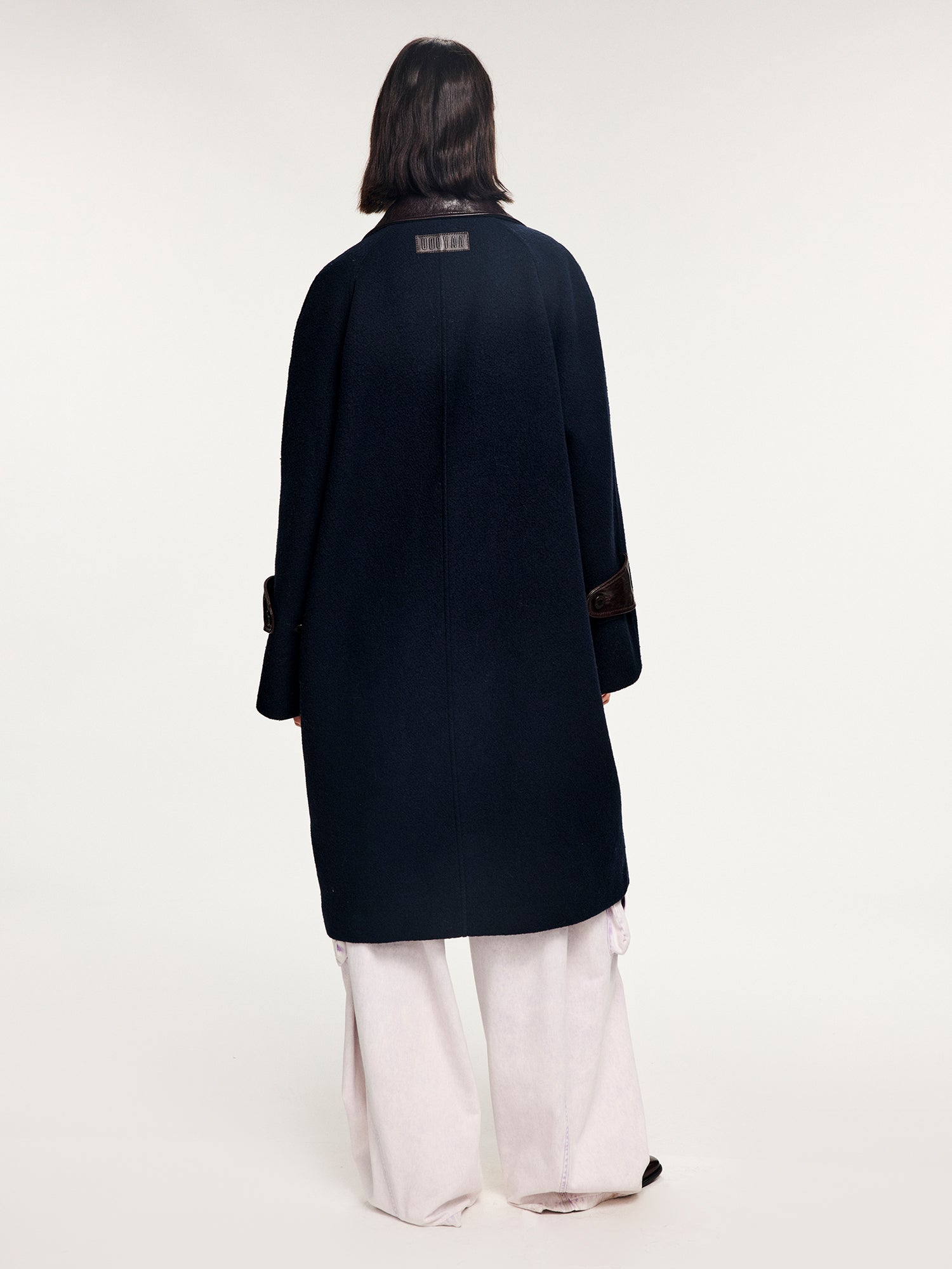 Balmacaan wool coat