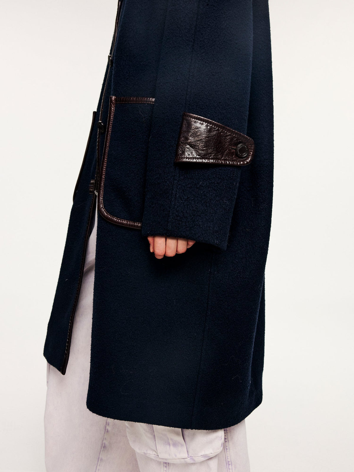Balmacaan wool coat