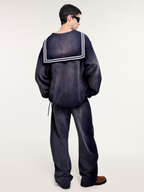 Collar sweatshirt in faded navy
