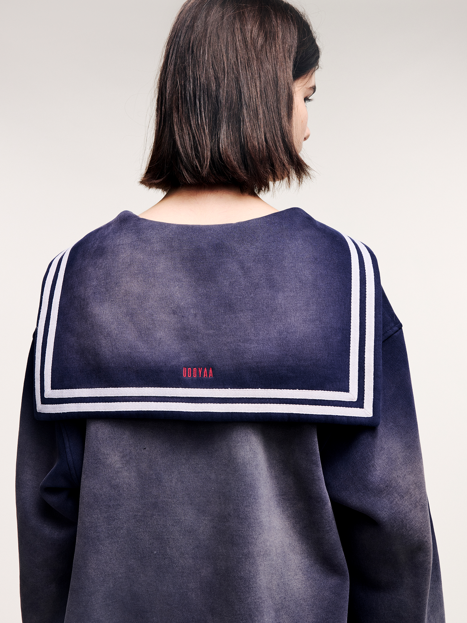 Collar sweatshirt in faded navy