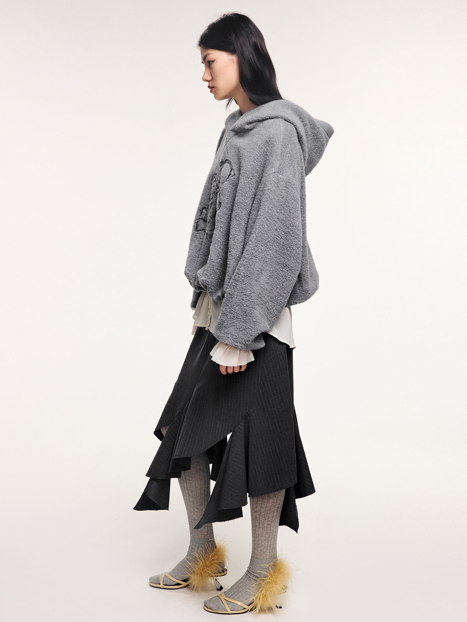 Sad bear embroidered hoodie