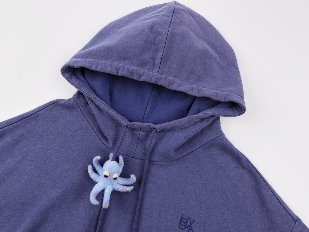 Handcrafted wool felt octopus hoodie