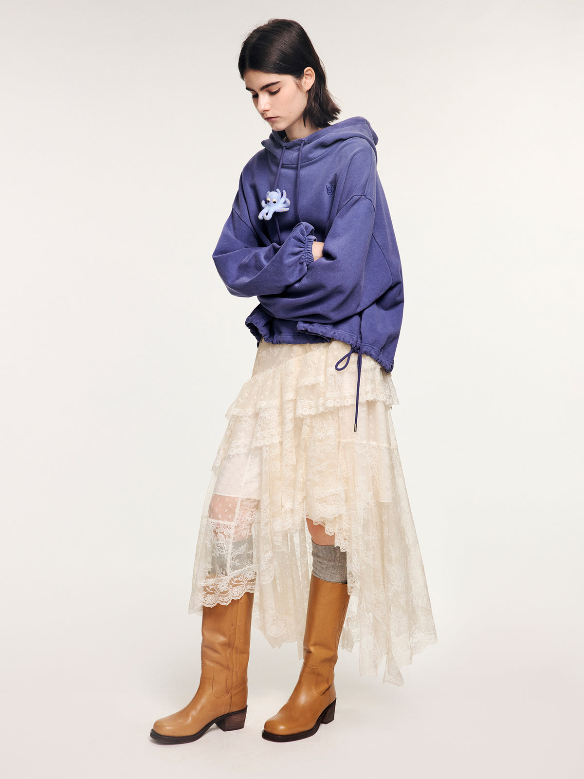 Handcrafted wool felt octopus hoodie