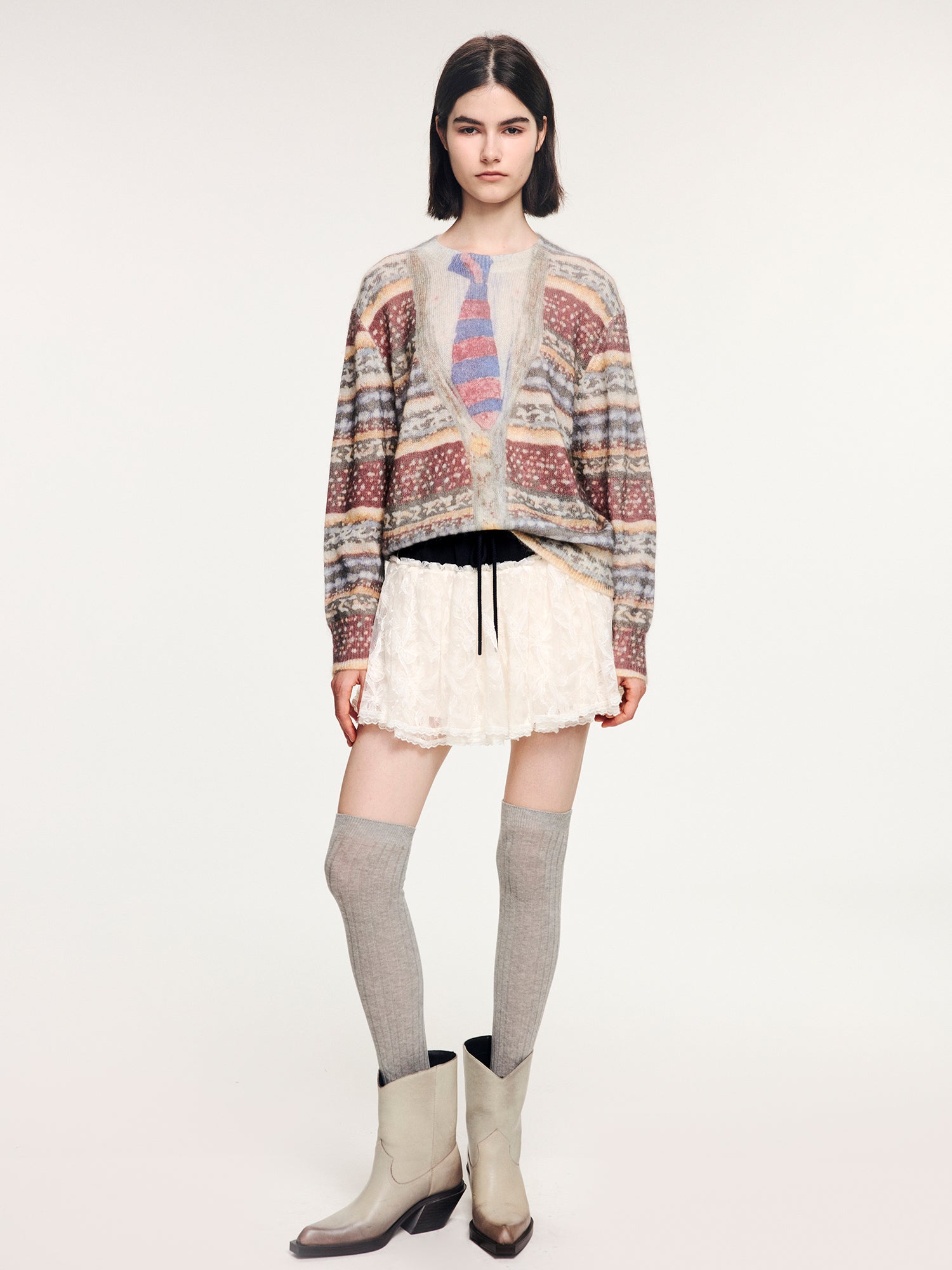 Vintage sweater print pullover knit