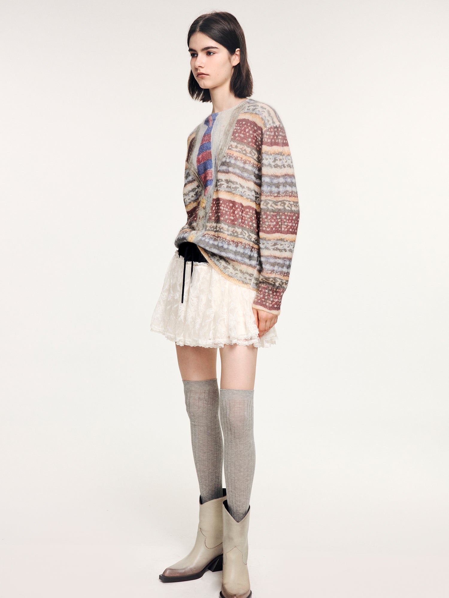 Vintage sweater print pullover knit