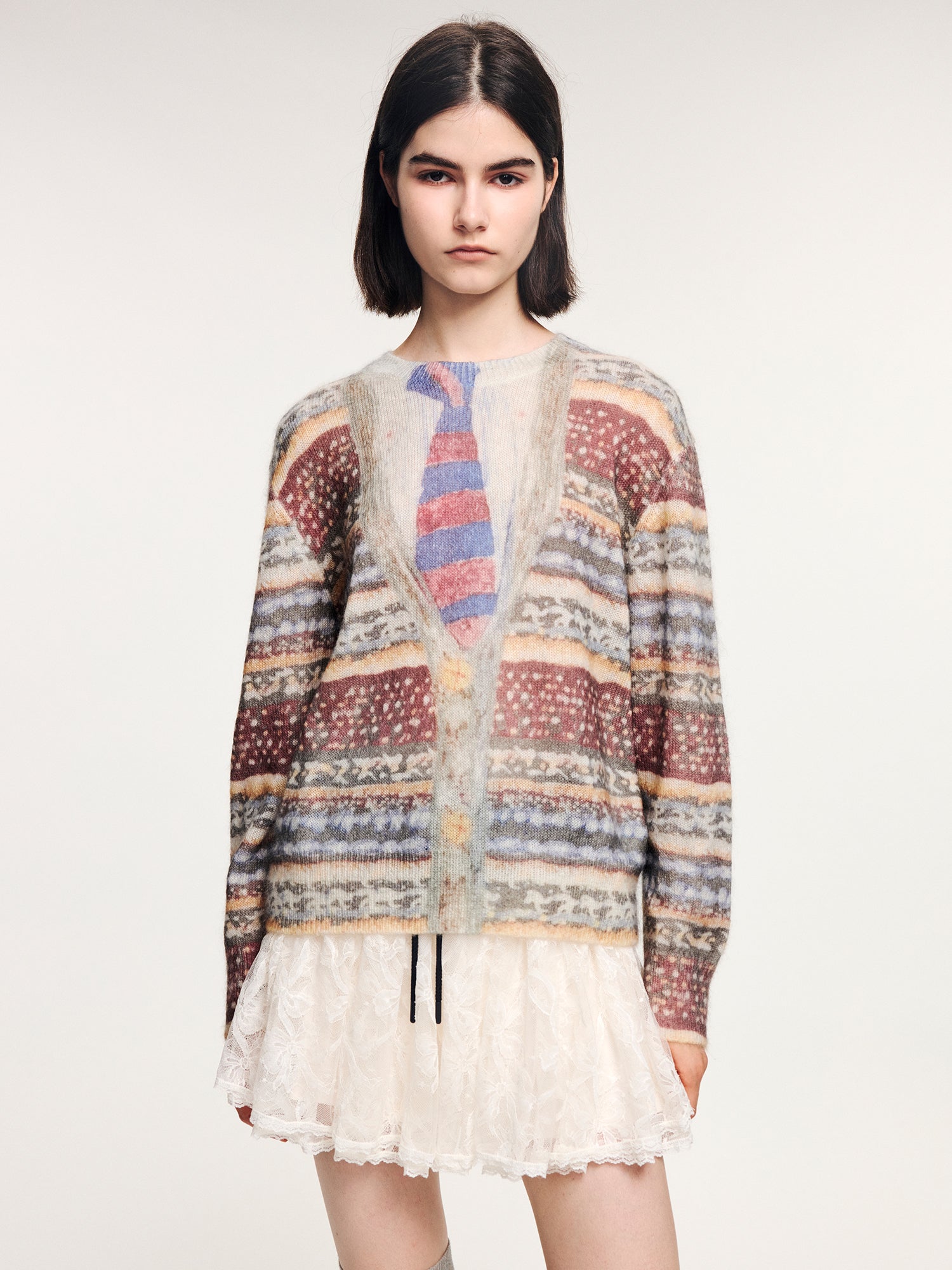 Vintage sweater print pullover knit