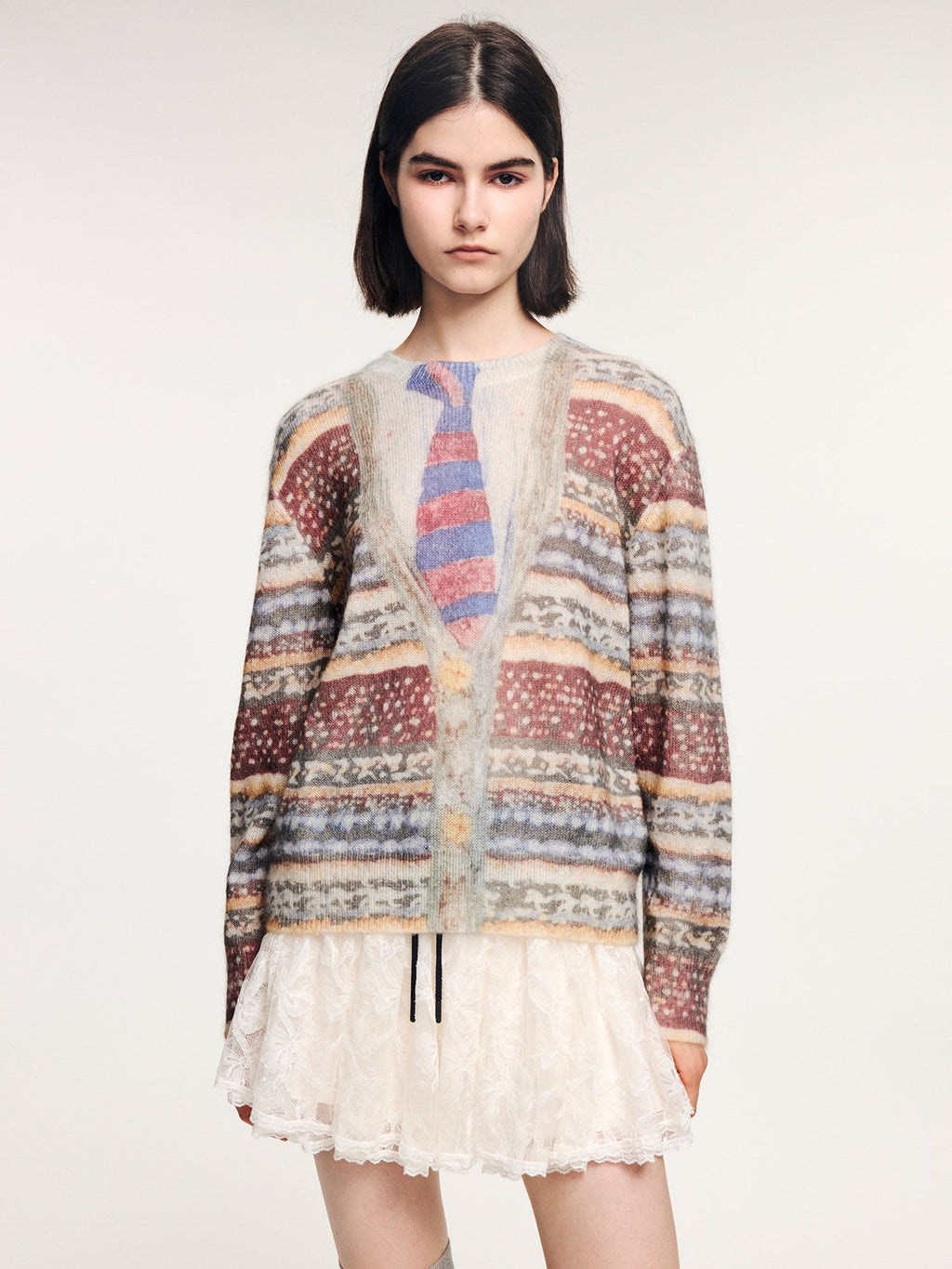 Vintage sweater print pullover knit